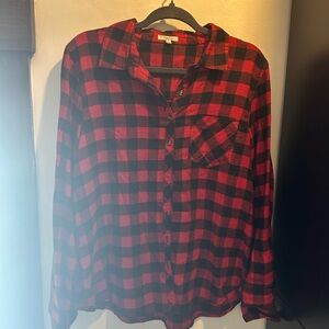 Maurices Red and Black Plaid Shirt